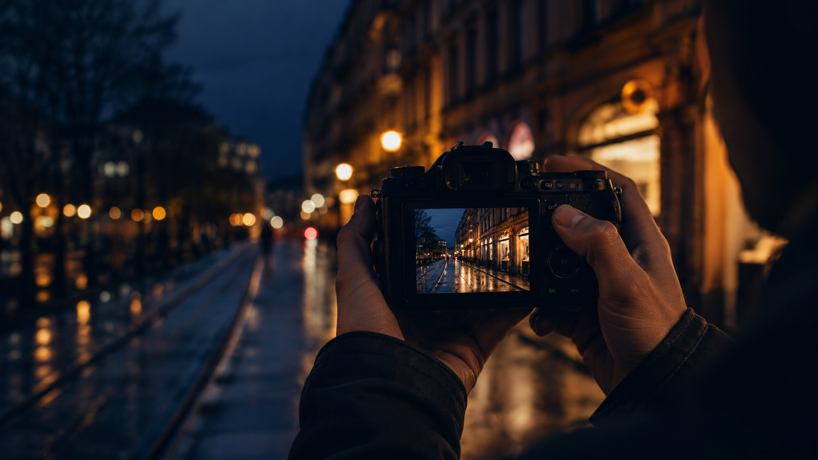 Night photography scene showing the effect of high ISO